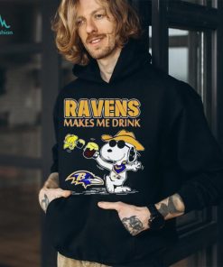 Top Snoopy And Woodstock Baltimore Ravens Makes Me Drink Beer Shirt