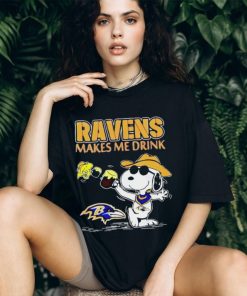 Top Snoopy And Woodstock Baltimore Ravens Makes Me Drink Beer Shirt