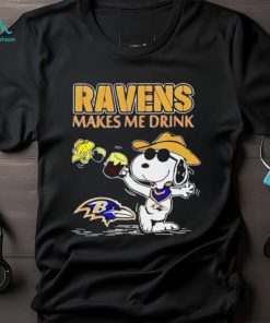 Top Snoopy And Woodstock Baltimore Ravens Makes Me Drink Beer Shirt