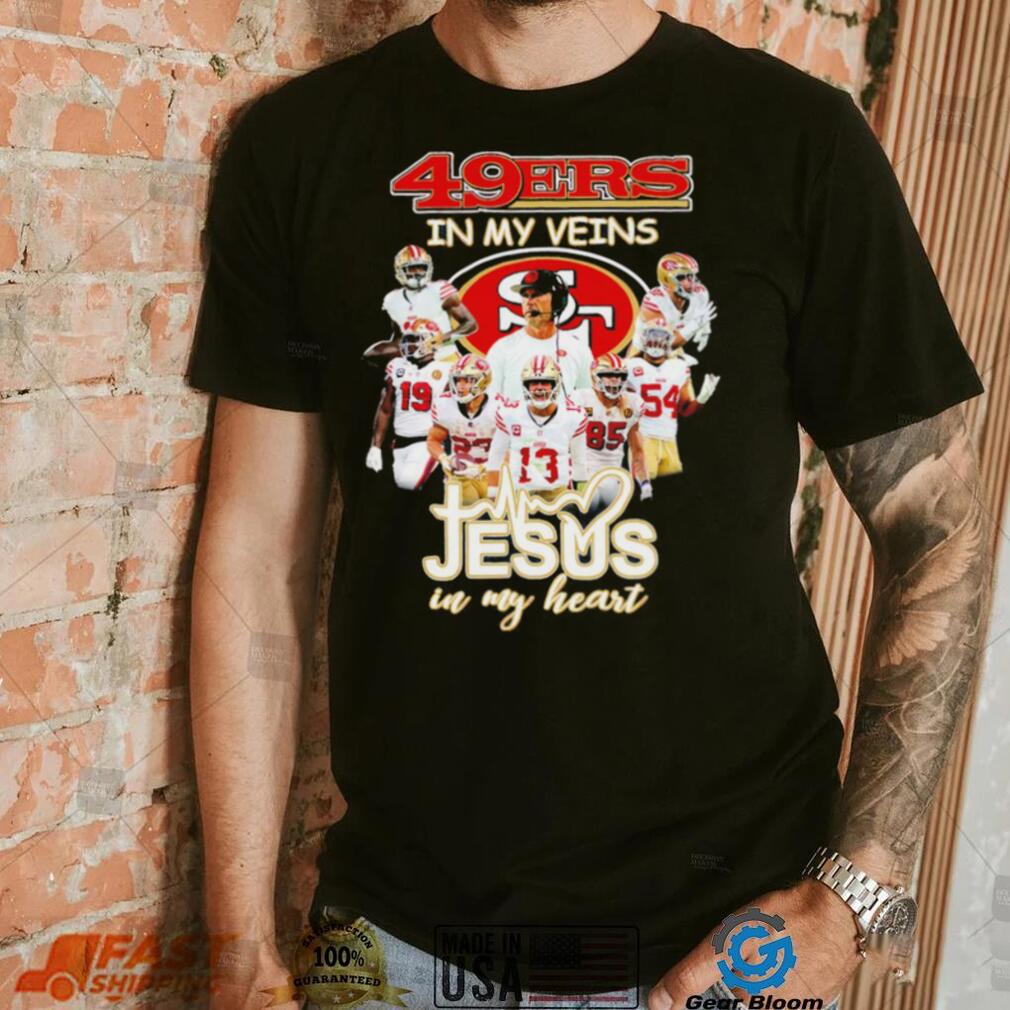 Top san Francisco 49ers team in my veins jesus in my heart shirt Top san Francisco 49ers team in my veins jesus in my heart shirt