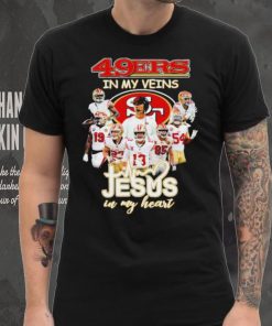 Top san Francisco 49ers team in my veins jesus in my heart shirt, hoodie, sweater, long sleeve and tank top Top san Francisco 49ers team in my veins jesus in my heart shirt
