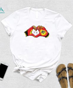 Travis Kelce gloves heart T. S. 87 funny shirt