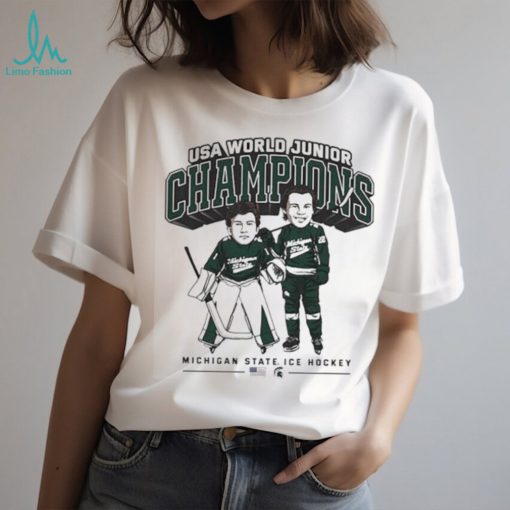 Trey Augustine And Isaac Howard Michigan State Ice Hockey Usa World Junior Champions Shirt