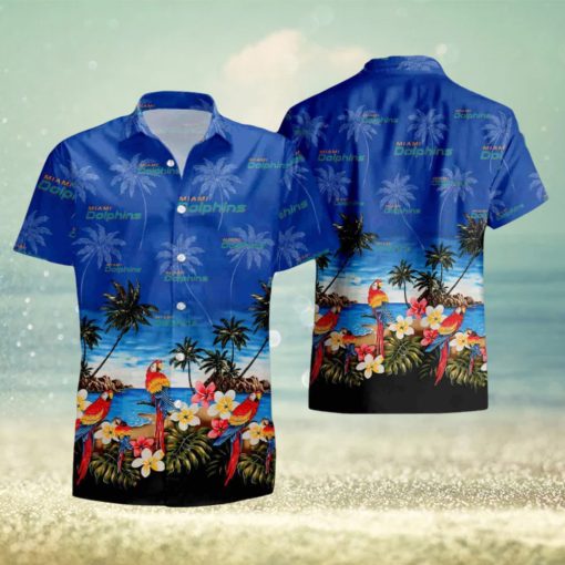 Tropical Miami Dolphins Parrot Hawaiian Shirt And Short