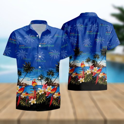 Tropical Miami Dolphins Parrot Hawaiian Shirt And Short