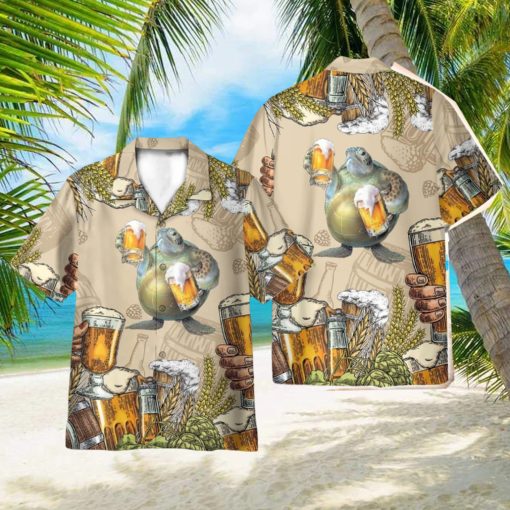 Turtle and Beer Hawaii Shirt 3D Printed Gift For Summer