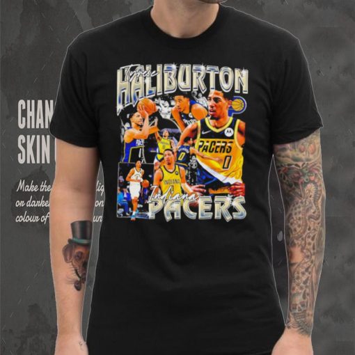 Tyrese Haliburton number 0 Indiana Pacers basketball player portrait shirt