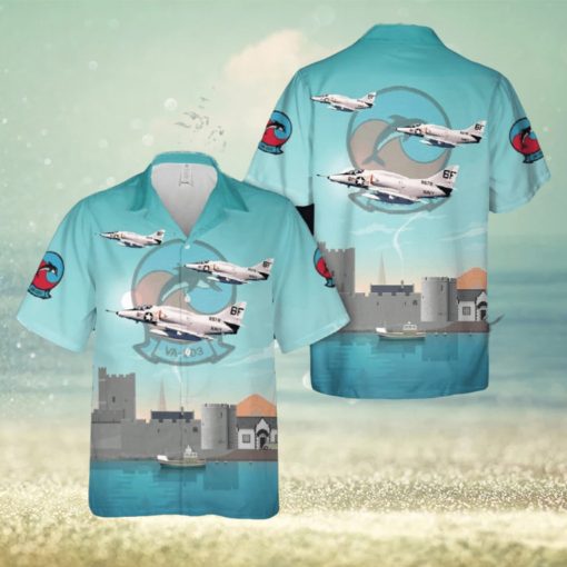 US Navy A 4L Skyhawk Of Attack Squadron 203 (VA 203) Blue Dolphins Hawaiian Shirt Print Ideas Gift Mens