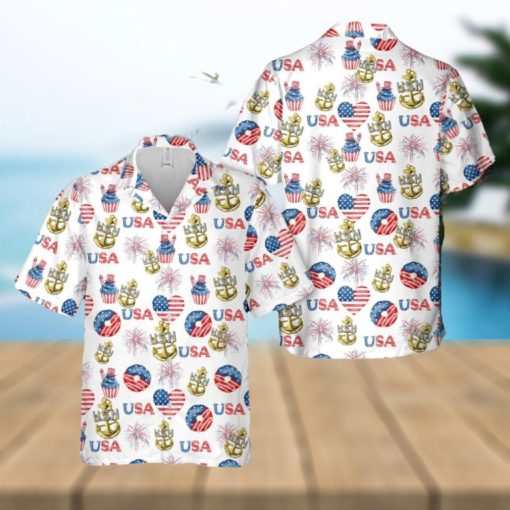 US Navy Chief Anchor, 4th Of July Hawaiian Shirt Print Ideas Gift Mens