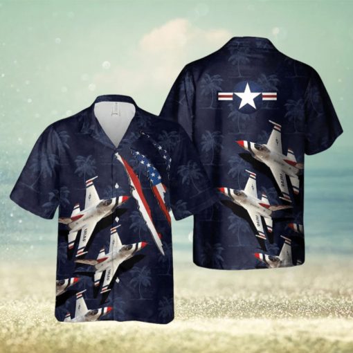 USAF Thunderbirds Lockheed Martin F 16CM Fighting Falcon Hawaiian Shirt