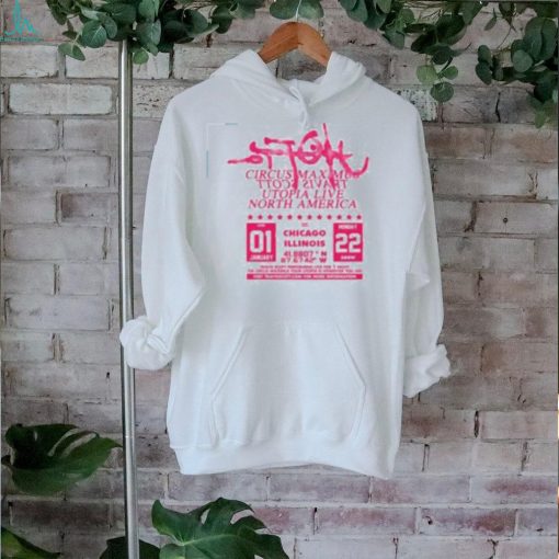 UTOPIA Circus Maximus Travis Scott UTOPIA Live North America Tour At Chicago Illinois Monday 22 January Chicago Tee II Fan Gifts Two Sides T Shirt