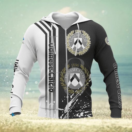 Udinese Calcio Black White Zip Up Hoodie Ver 1