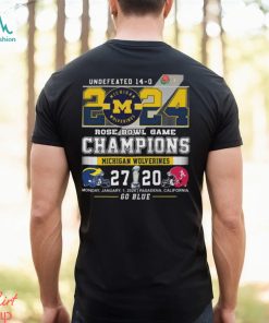 Undefeated 14 0 michigan wolverines róe bowl game champions go blue shirt