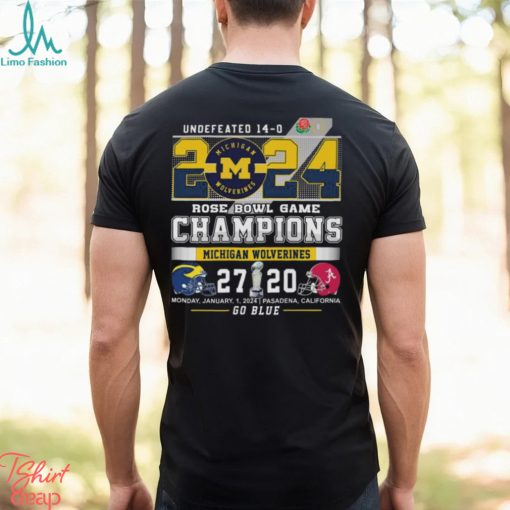 Undefeated 14 0 michigan wolverines róe bowl game champions go blue shirt