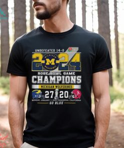 Undefeated 14 0 michigan wolverines róe bowl game champions go blue shirt