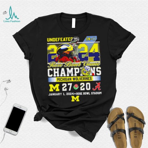 Undefeated Michigan Wolverines 2024 Rose Bowl Game Champions 27 20 logo shirt