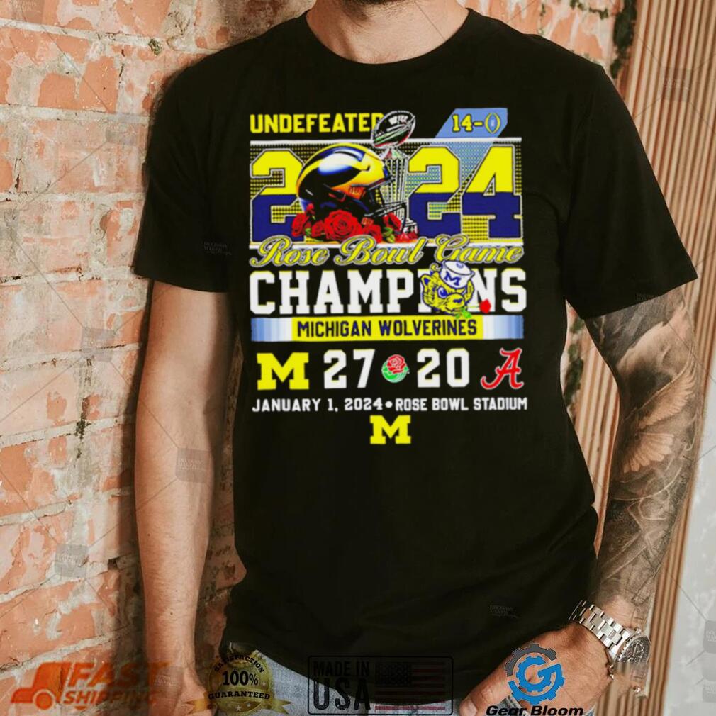 Undefeated Michigan Wolverines 2024 Rose Bowl Game Champions 27 20 logo shirt Undefeated Michigan Wolverines 2024 Rose Bowl Game Champions 27 20 logo shirt