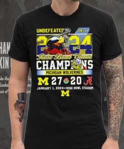 Undefeated Michigan Wolverines 2024 Rose Bowl Game Champions 27 20 logo shirt