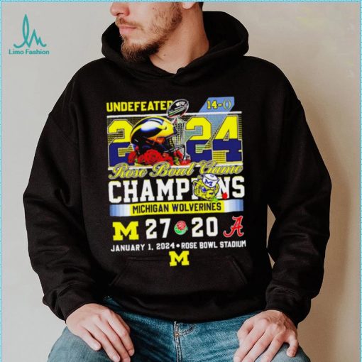 Undefeated Michigan Wolverines 2024 Rose Bowl Game Champions 27 20 logo shirt