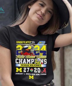 Undefeated Michigan Wolverines 2024 Rose Bowl Game Champions 27 20 logo shirt