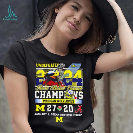 Undefeated Michigan Wolverines 2024 Rose Bowl Game Champions 27 20 logo shirt