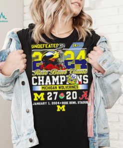 Undefeated Michigan Wolverines 2024 Rose Bowl Game Champions 27 20 logo shirt