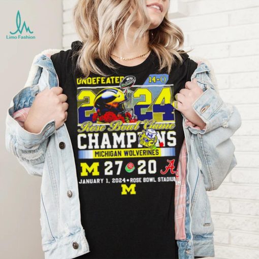 Undefeated Michigan Wolverines 2024 Rose Bowl Game Champions 27 20 logo shirt