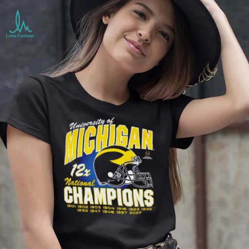 University of Michigan 12x national champions 1901 2023 helmet shirt