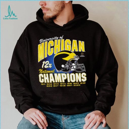 University of Michigan 12x national champions 1901 2023 helmet shirt
