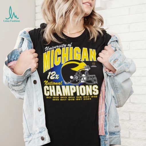 University of Michigan 12x national champions 1901 2023 helmet shirt