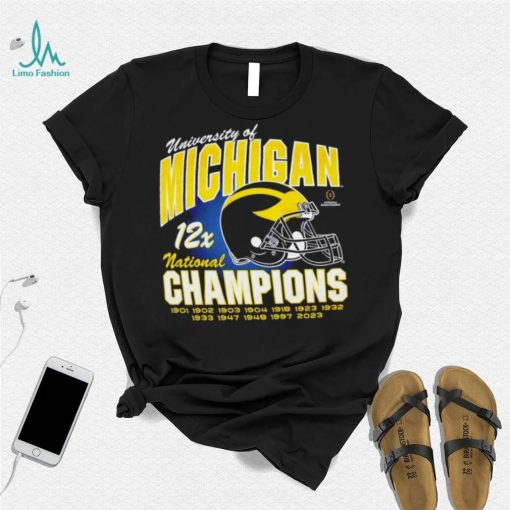 University of Michigan 12x national champions 1901 2023 helmet shirt