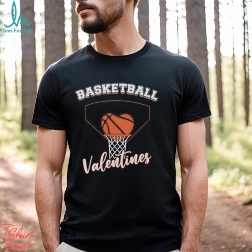 Valentines Day Heart Dunking Basketball Boys Girls College T Shirt