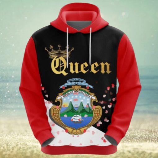 Valentines Day Hoodie Costa Rica Queen Valentine 3D Hoodie