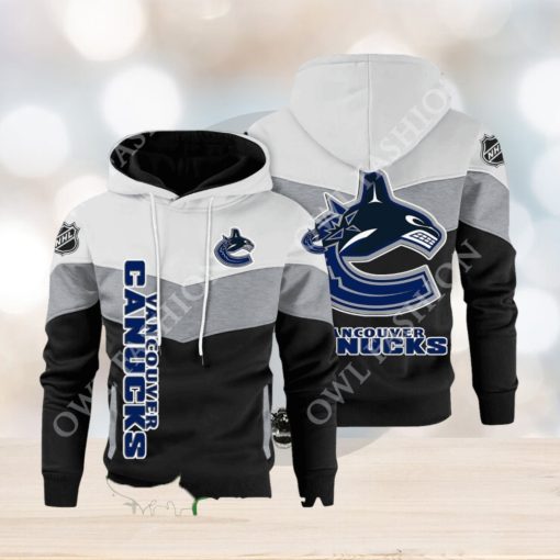 Vancouver Canucks NHL Hockey Black White Printed Hoodie