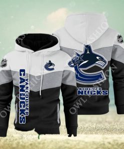 Vancouver Canucks NHL Hockey Black White Printed Hoodie