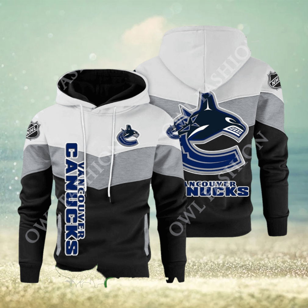 Vancouver Canucks NHL Hockey Black White Printed Hoodie Vancouver Canucks NHL Hockey Black White Printed Hoodie