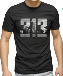 Vintage Detroit Michigan 313 Area Code Skyline Shirt