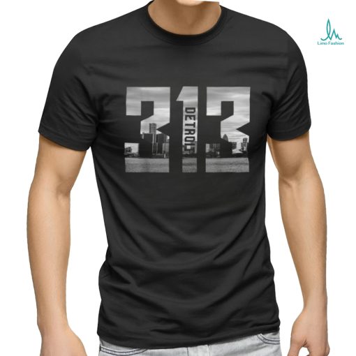 Vintage Detroit Michigan 313 Area Code Skyline Shirt