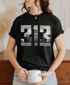 Vintage Detroit Michigan 313 Area Code Skyline Shirt
