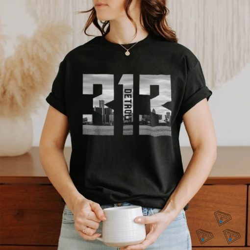 Vintage Detroit Michigan 313 Area Code Skyline Shirt
