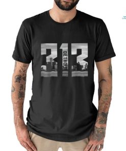 Vintage Detroit Michigan 313 Area Code Skyline Shirt