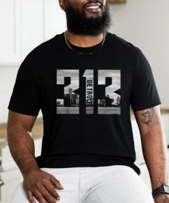 Vintage Detroit Michigan 313 Area Code Skyline Shirt