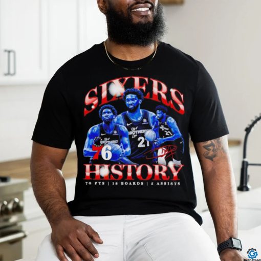 Vintage Joel Embiid Philadelphia 76ers sixers history signature shirt