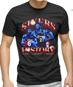 Vintage Joel Embiid Philadelphia 76ers sixers history signature shirt