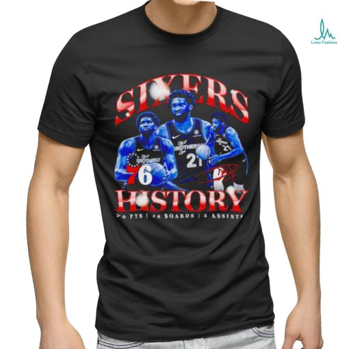 Vintage Joel Embiid Philadelphia 76ers sixers history signature shirt