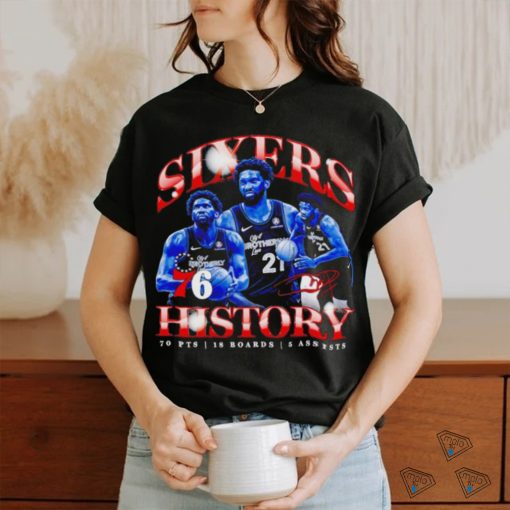Vintage Joel Embiid Philadelphia 76ers sixers history signature shirt
