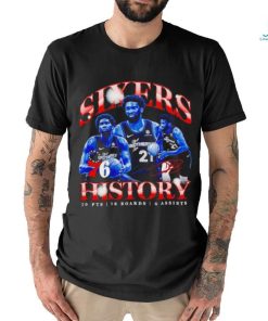 Vintage Joel Embiid Philadelphia 76ers sixers history signature shirt