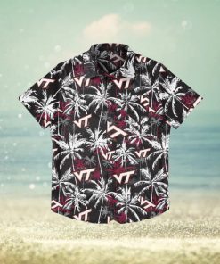 Virginia Tech Hokies Black Floral Hawaiian Shirt