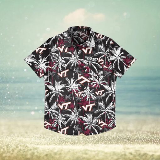 Virginia Tech Hokies Black Floral Hawaiian Shirt