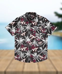 Virginia Tech Hokies Black Floral Hawaiian Shirt